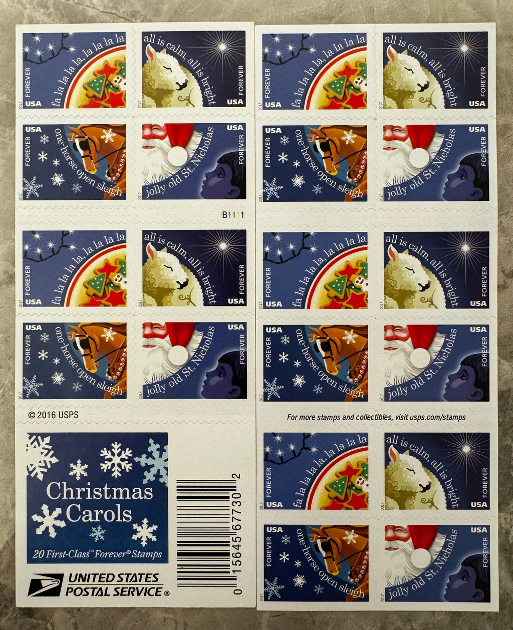 2017 Christmas Carols Forever Postage Stamps