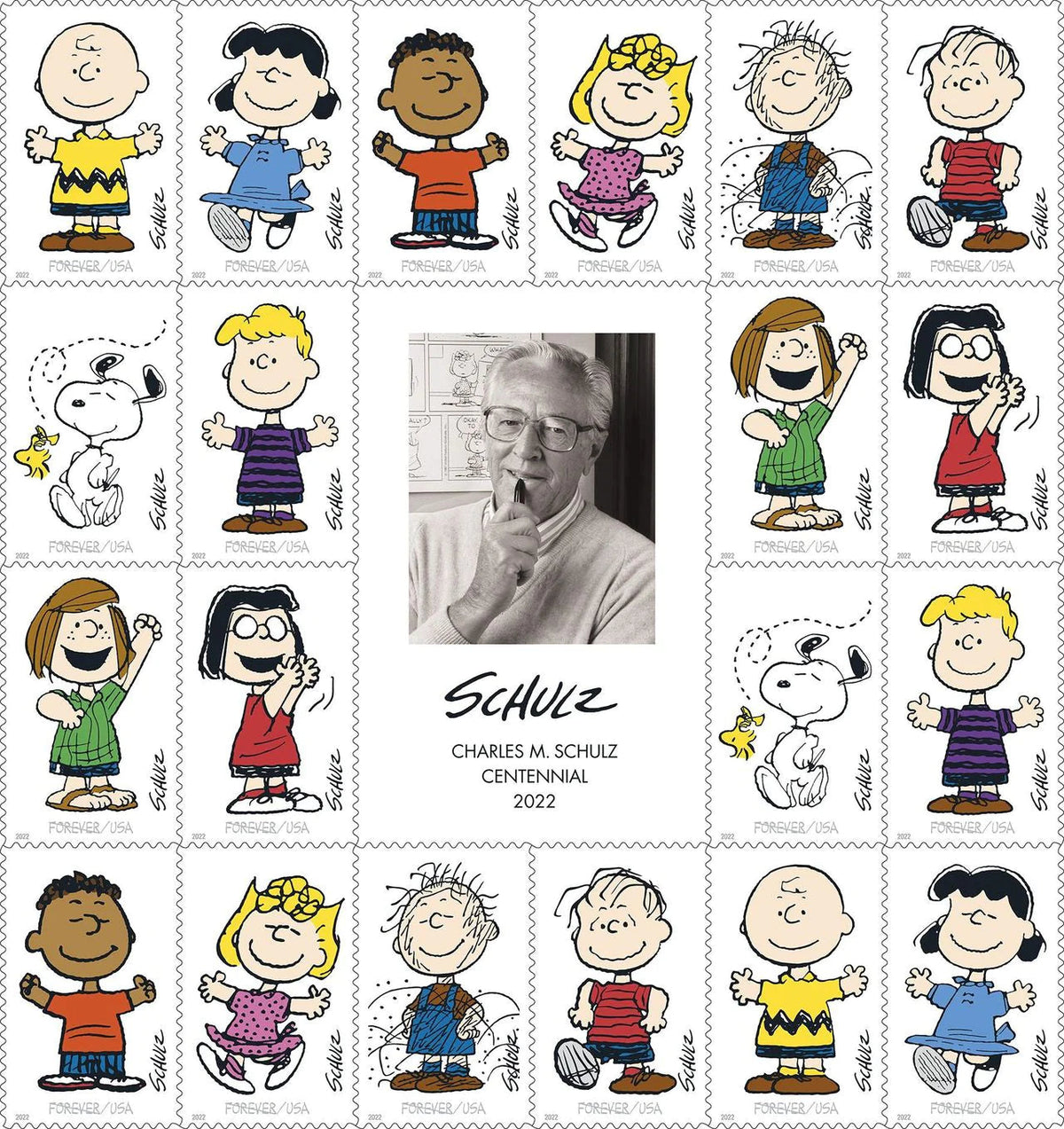Cartoonist 2022 Charles Schulz "Peanuts" Forever Postage Stamps