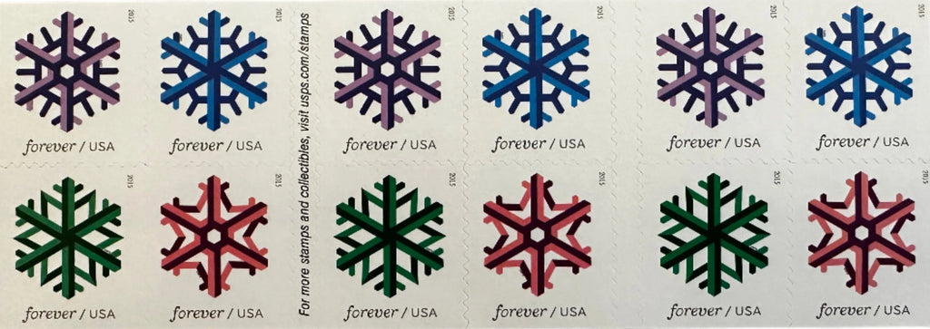 2015 Geometric Snowflakes Forever Postage Stamps
