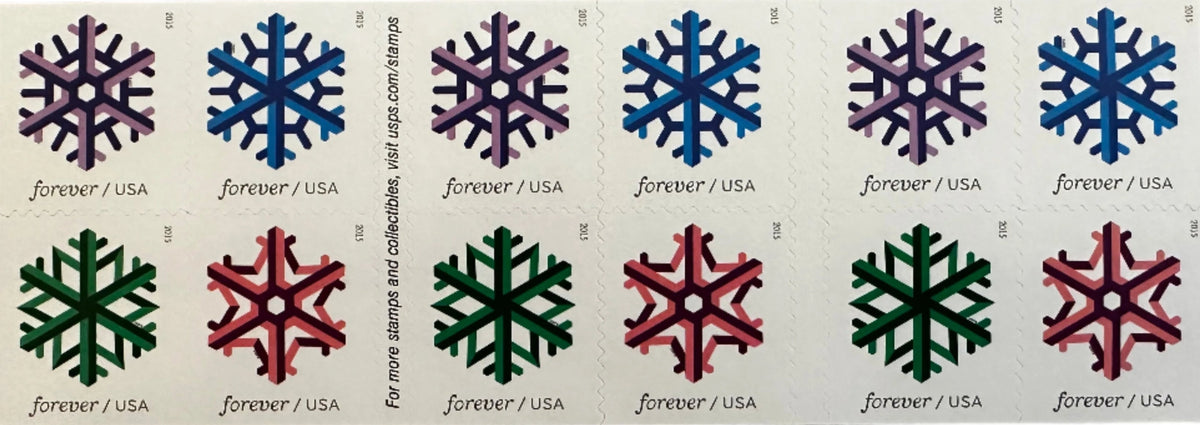 2015 Geometric Snowflakes Forever Postage Stamps