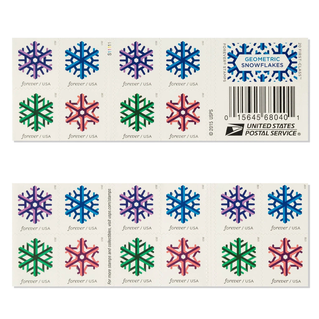 2015 Geometric Snowflakes Forever Postage Stamps