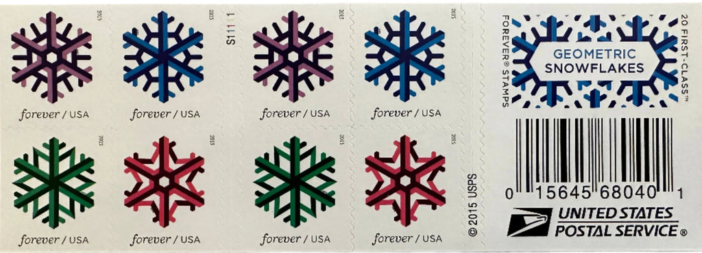 2015 Geometric Snowflakes Forever Postage Stamps