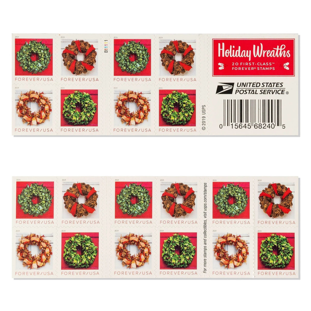 2019 Holiday Wreath Forever Postage Stamps