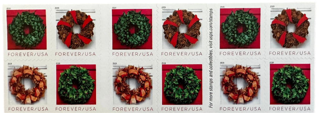 2019 Holiday Wreath Forever Postage Stamps