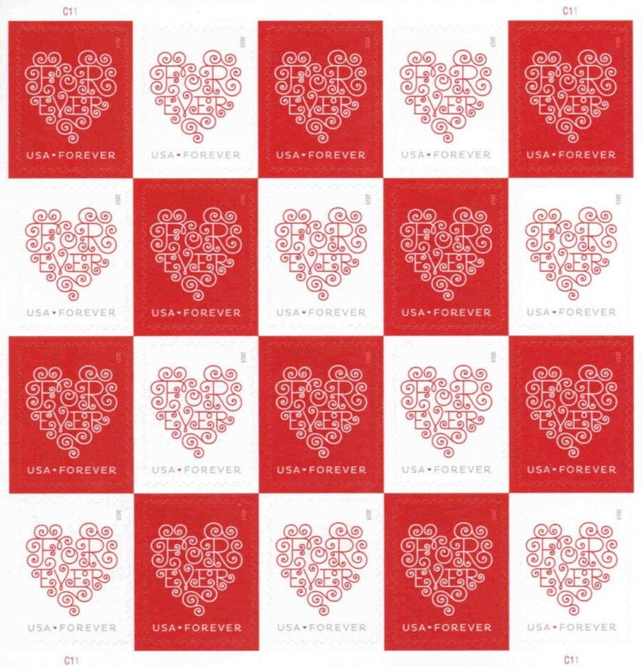 2015 Red and White Forever Postage Stamps