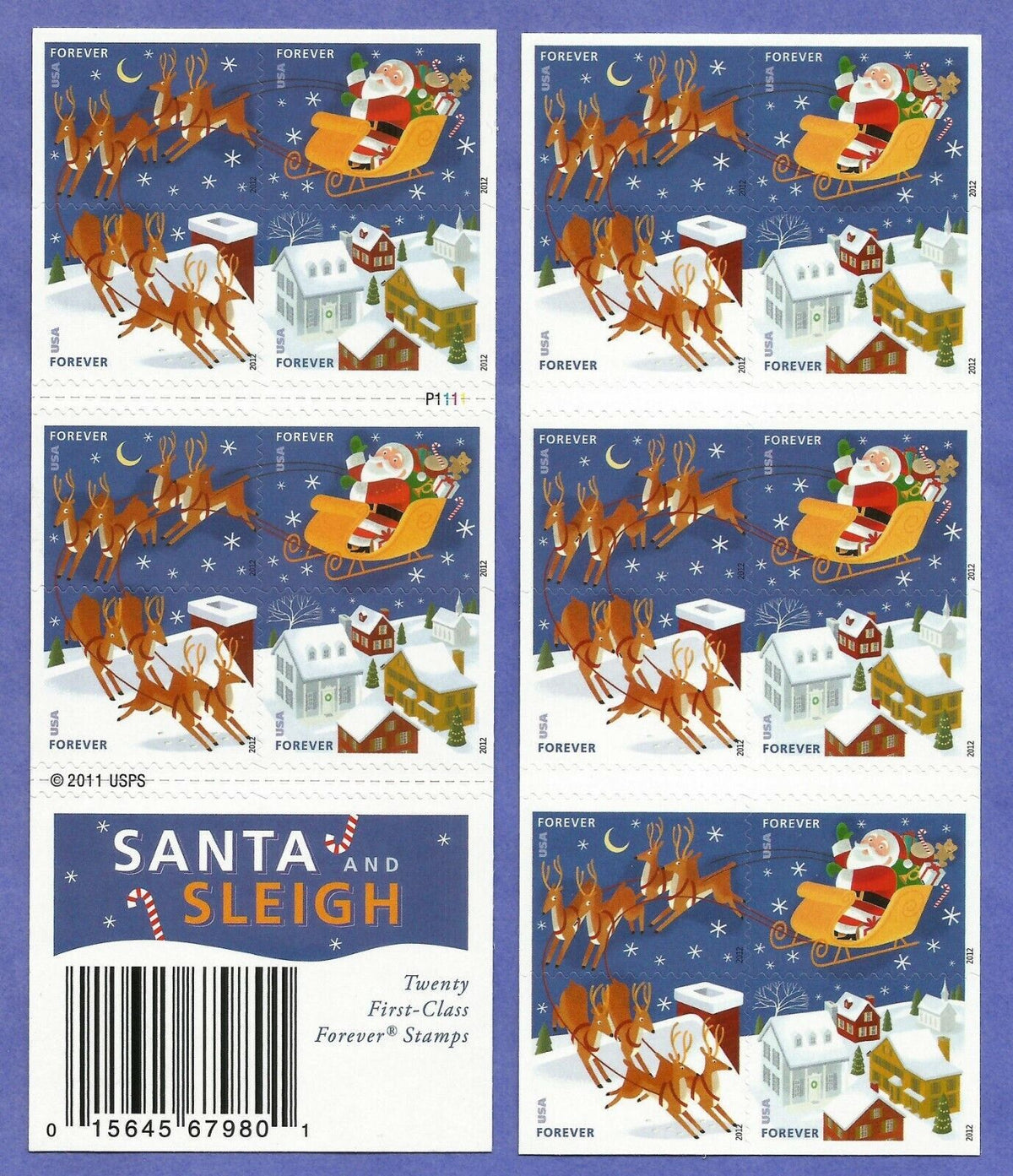 2012 Santa and Sleigh Forever Postage Stamps