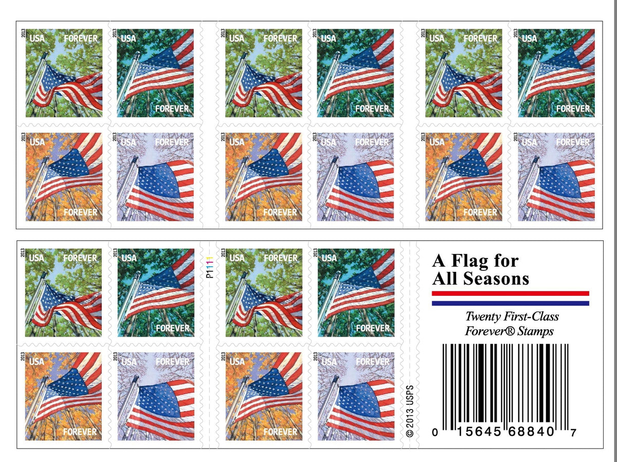 2013 US All Season Flags Forever First Class Postage Stamps
