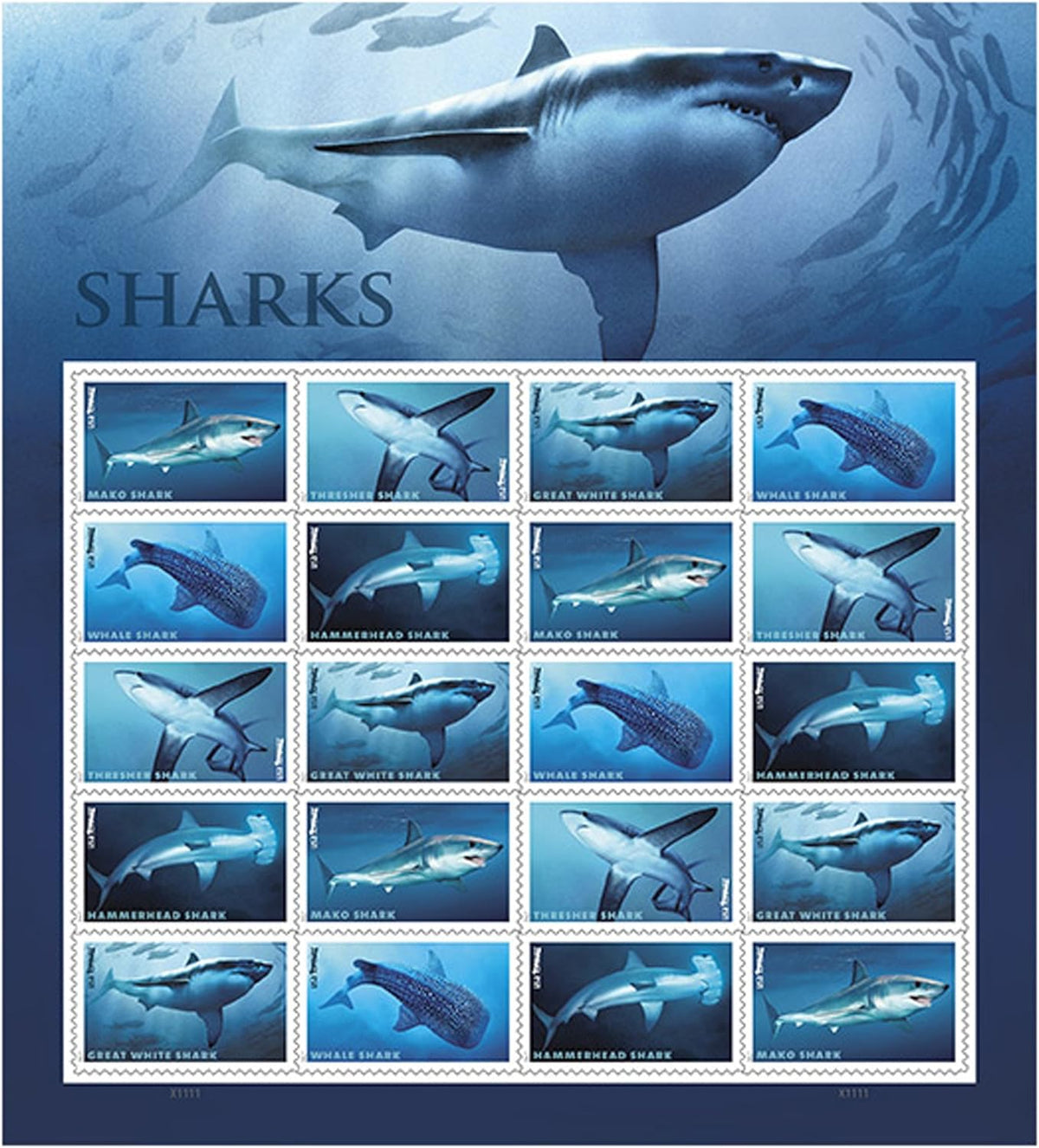 2017 Sharks Ecotourism Conservation Preservation Ecology Nature Forever Postage Stamps