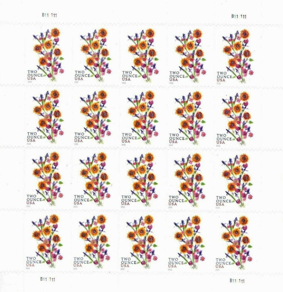 2022 Sunflower Bouquet Two Ounce Forever Postage Stamps