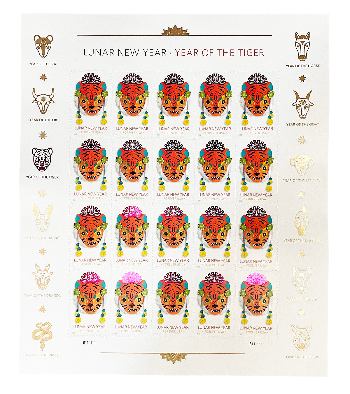2022 Year of the Tiger Celebrates Lunar New Year Forever Postage Stamps