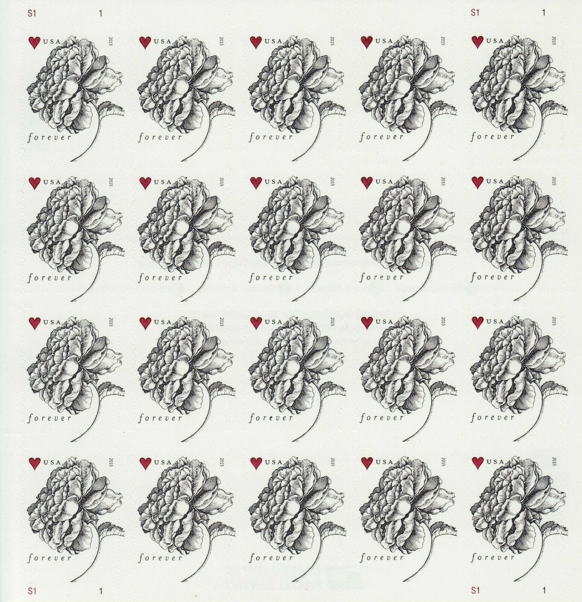 2015 Antique Vintage Rose Forever Postage Stamps
