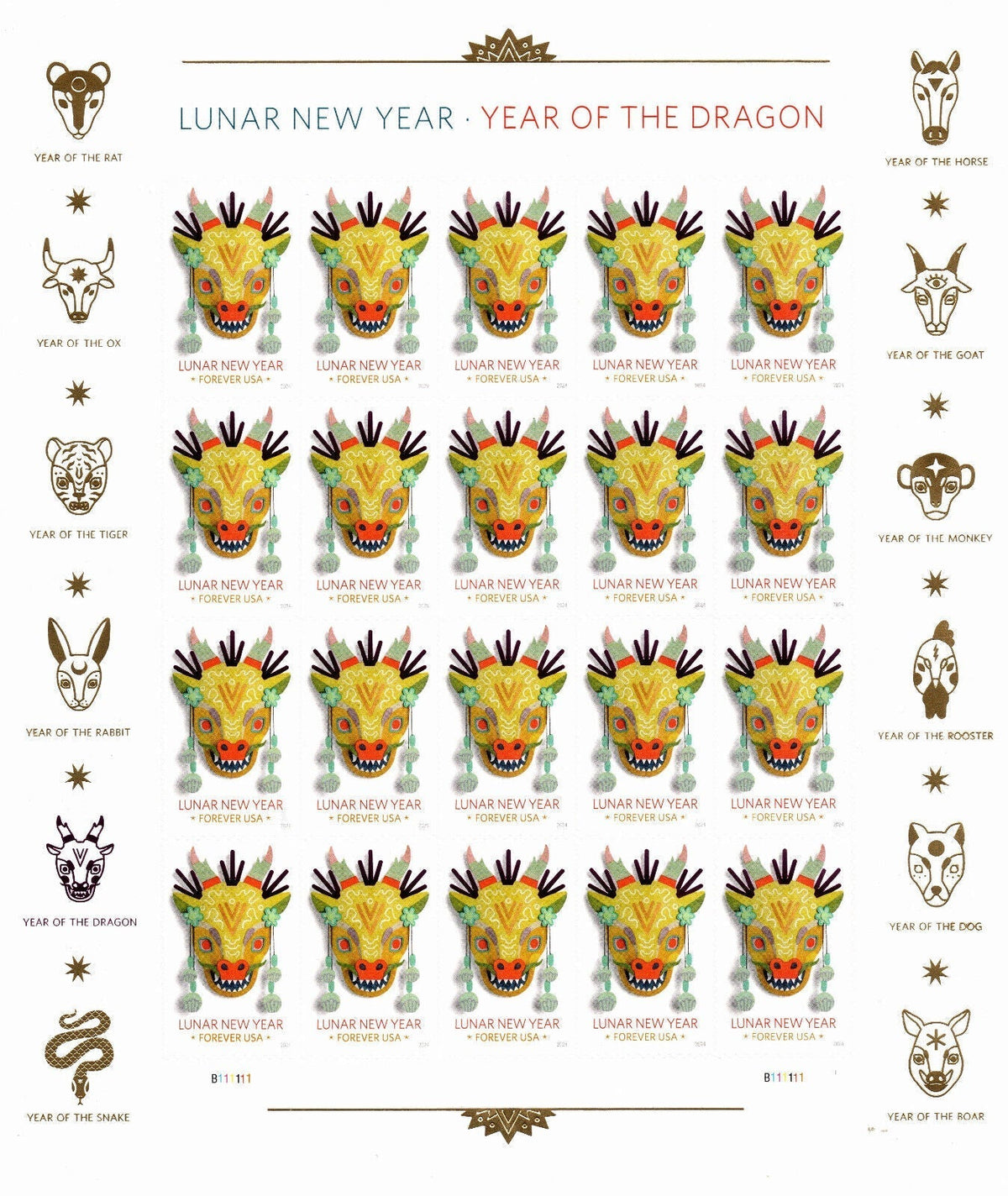 2024 Year of the Dragon Celebrates Lunar New Year Forever Postage Stamps