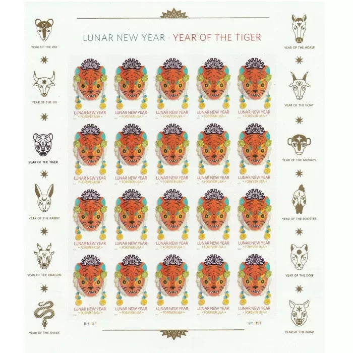 2022 Year of the Tiger Celebrates Lunar New Year Forever Postage Stamps